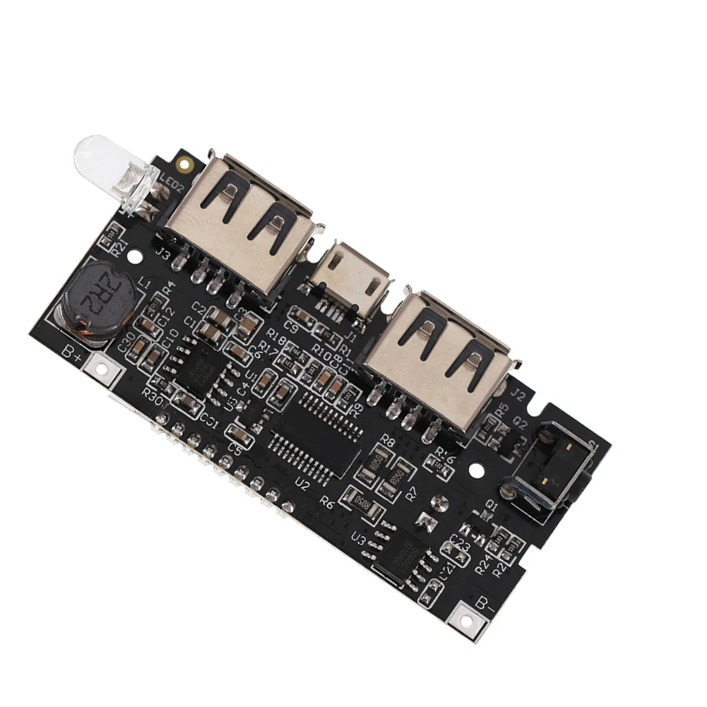 Power Management PCB for DIY Power Banks with 5V Input and Dual USB Outputs 5V 2.1A and 5V 1A for Lithium Cell Use