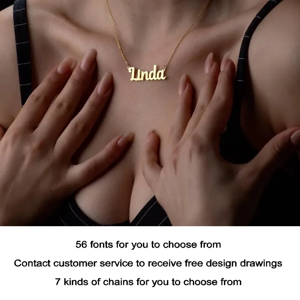 

New private custom name necklace, high quality waterproof rose gold chain, personalized letter necklace silver, wife gift