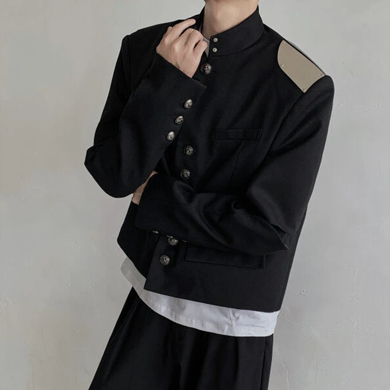 WTHT แฟชั่นผู้ชายโลหะไหล่กระเป๋า Blazer เสื้ออินเทรนด์สไตล์จีนเสื้อแจ็คเก็ตชาย 2025 ฤดูร้อน 2A0736