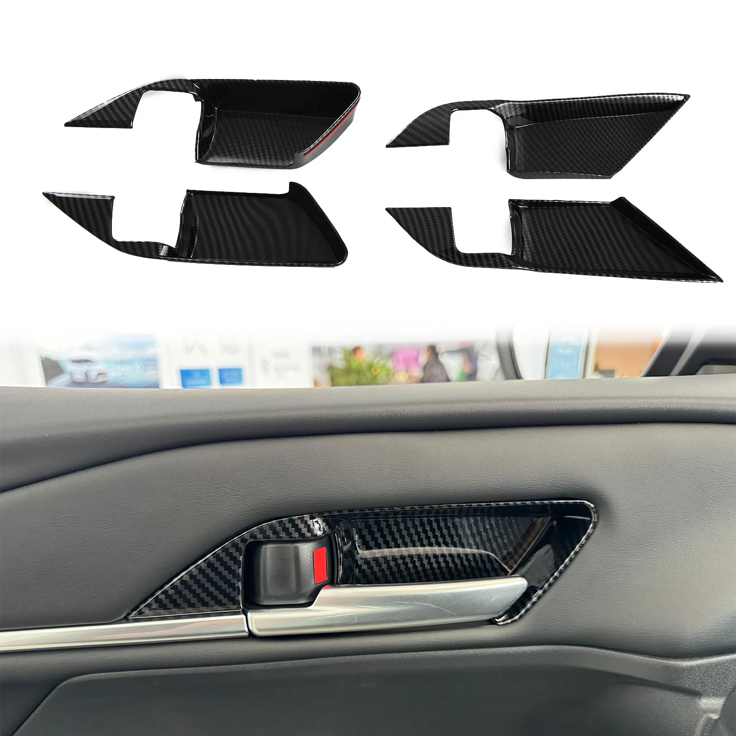 For Toyota Camry XV80 9th Gen 2025-2026 ABS Carbon Fiber Inner Door Handle Cover Trim Sticker 4Pcs (Not For US Version)
