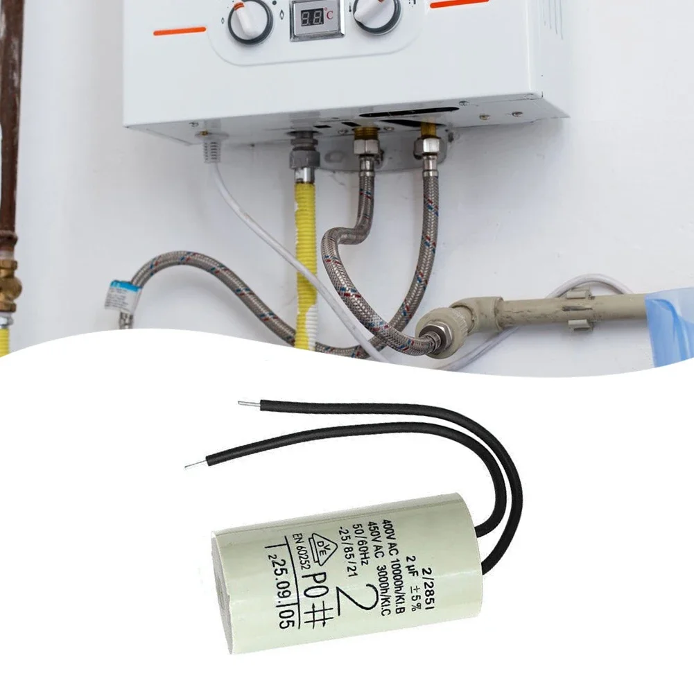 2uF Boiler Water Pump Capacitor For Wall Mounted Heating System Circulation Motor Run Plastic Metal Electronic Component