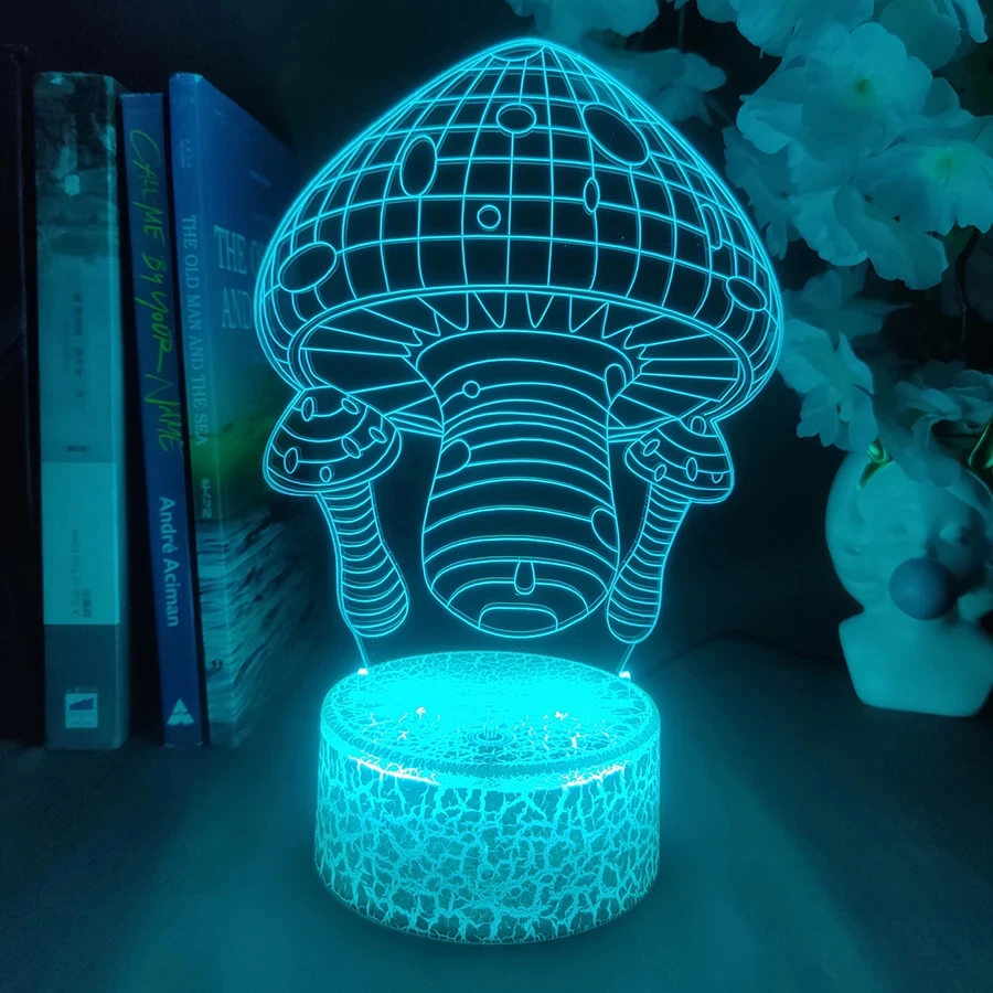 

Cute Mushroom Lamp 3D Acrylic Hologram Nightlight for Kids Bedroom Bedside Table Decorative Lights Mushroom Desk Lamps Xmas Gift