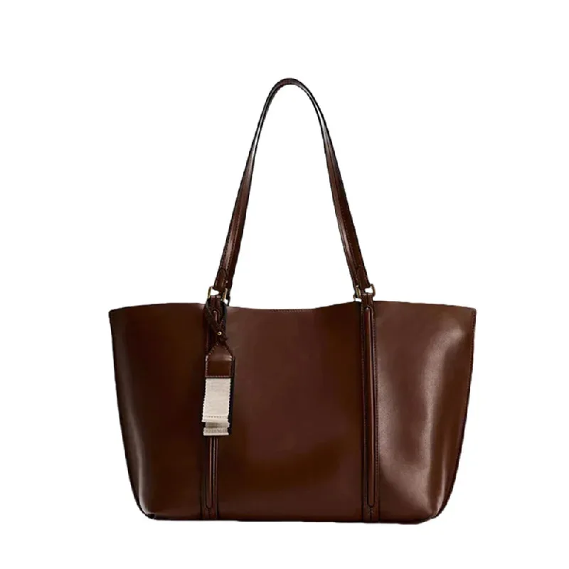 2026 New Trend Large Capacity Pu Leather Tote Bag Luxury Designer Solid Color Daily Shoulder Bag Commuting One-shoulder Bag