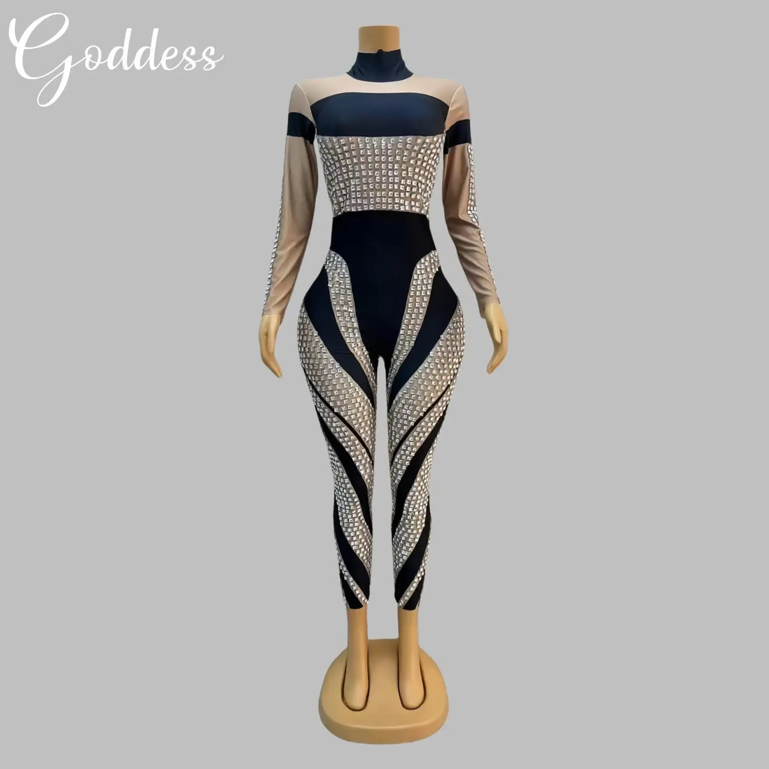 

Sparkly Rhinestones Jumpsuit Women's Bodysuit Sexy Stretchy Performance Dance Costume Birthday Nightclub Rompers Show Stage Wear