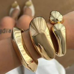 DIEZI Trendy Fashion Gold Color Heavy Metal Cuff Bangles For Women Men New Gift Punk Vintage Geometric Bangle Bracelet Jewelry