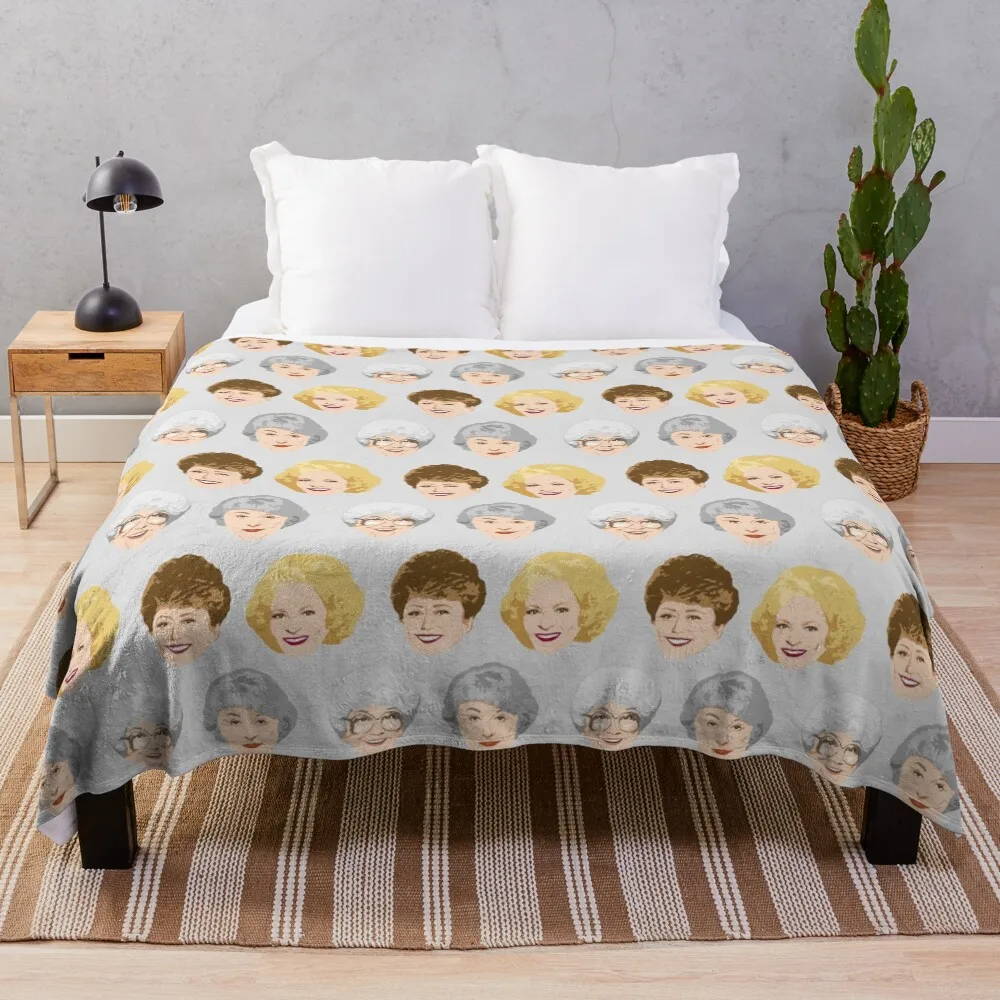 

Golden Girls Faces - Gray Throw Blanket Fuzzy Plush Throw Blanket for Sofa Chair