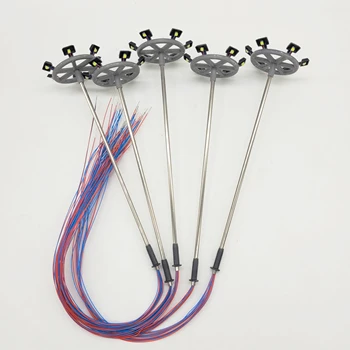 2/5Pcs Ho מודל בקנה מידה תאורה מגדל 3V 6pcs led עגול תקורה אור דגם רחוב אורות רכבת/גן/משחקים/אצטדיון פריסה