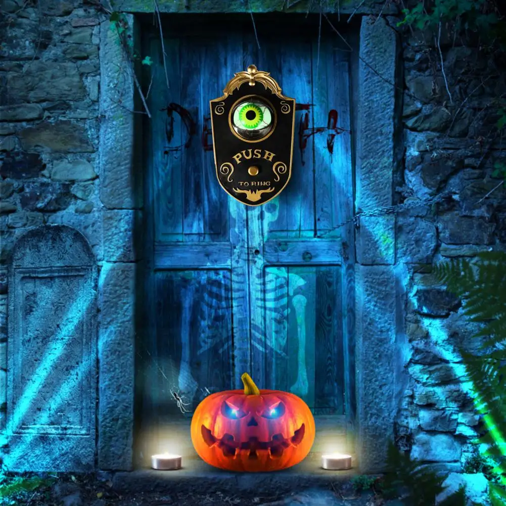 Prank Treat Skull Doorbell Doorbell with Eyes Spooky Halloween Skull Doorbell with Skeleton Head Light-up Eyes Pop Out Snake