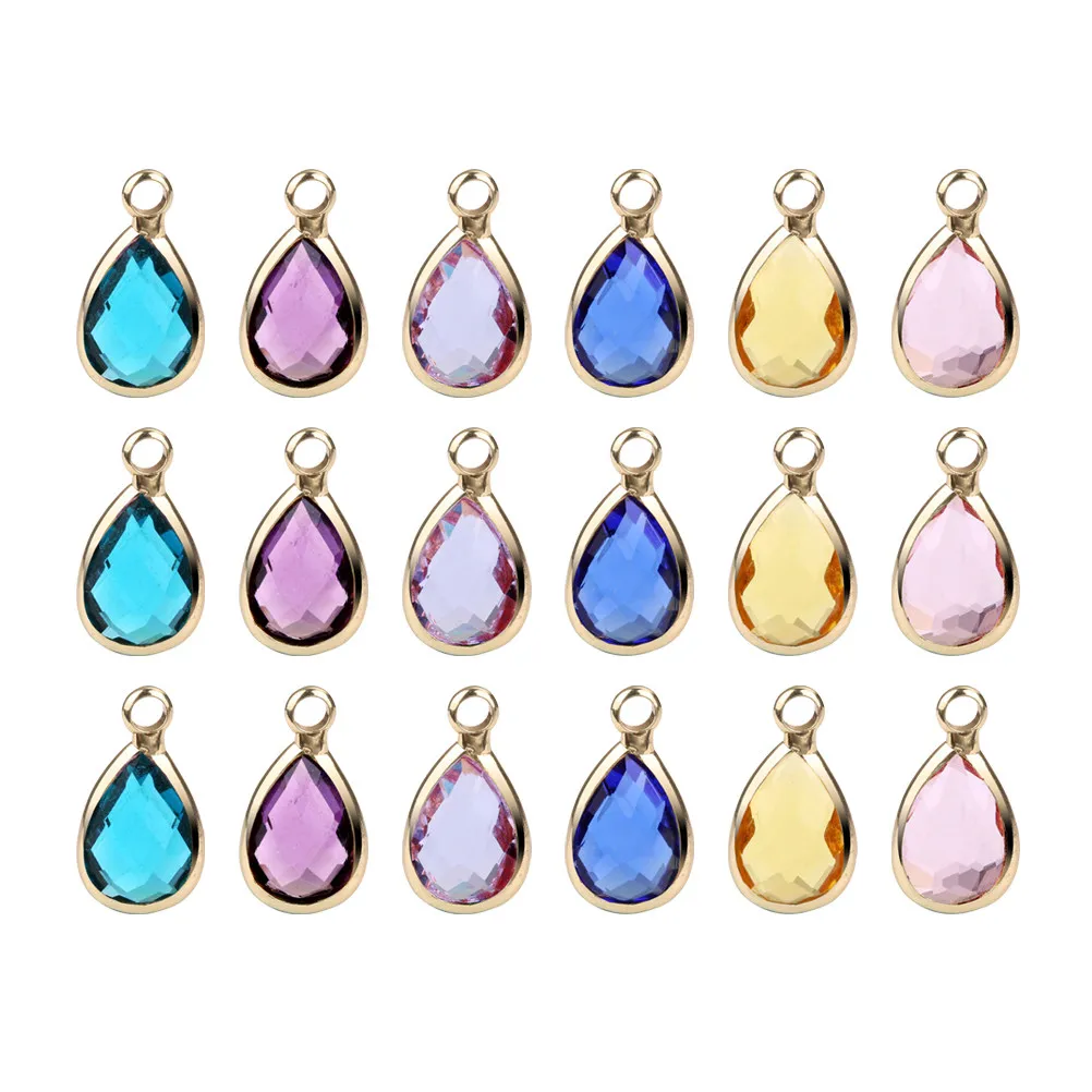 

30Pcs Water Drops Shaped Pendant Premium Alloy Glass DIY Jewelry Components for Crafting Projects Beautiful Assorted Color