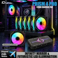 LDPCSJ 6 Pack 12cm 120mm Addressable ARGB Case Cooling Fans 4 Pin PWM Variable Speed 5V 3 Pin A-RGB Light Synchronization Fan Set with Included ARGB Controller Hub High Static Pressure Radiator Fans for ATX Gaming PC Liquid Cooling System Upgrade