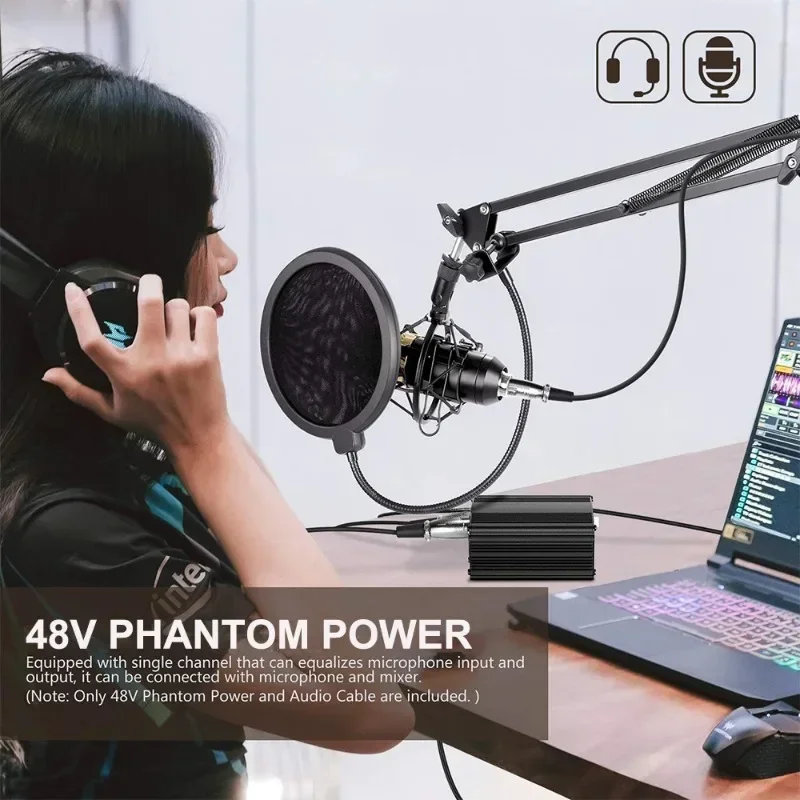 phantom power 48V supply live broadcast sound card charger microphone power supply adapter condenser microphone