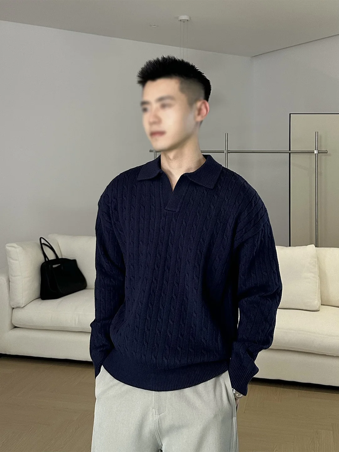 

Мужской свитер из модала на осень-зиму, с защитой от катышков, повседневный, с круглым вырезом, вязаный, с узором «косы», комфортный, стандартный крой