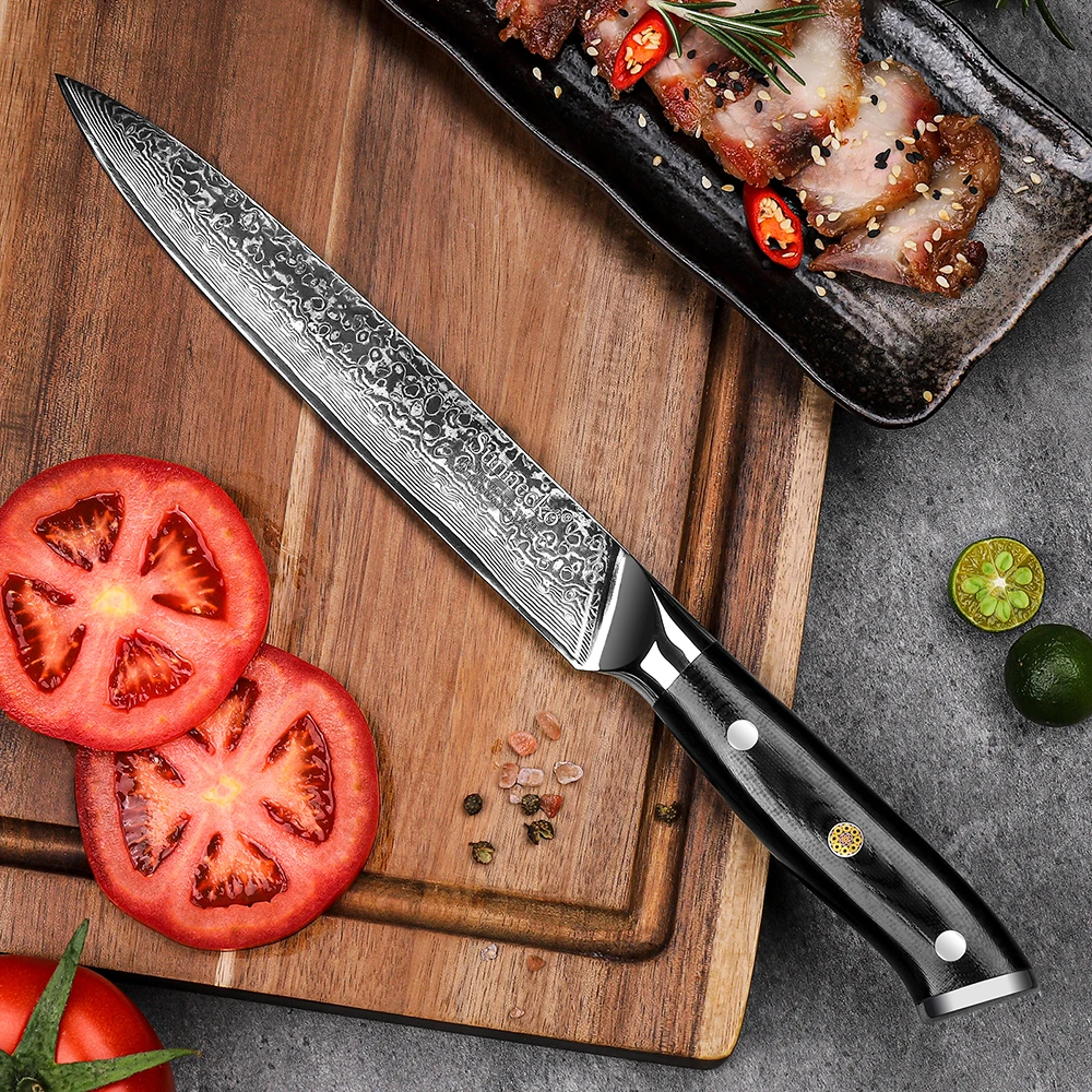 Japanese 8 Inch Damascus Steel Slicing Knife