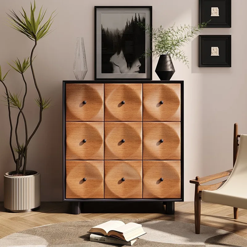 

Home Bedroom Drawer Storage Decorative Cabinet Living Room Carved Old Rhombus Sofa Side Cabinet