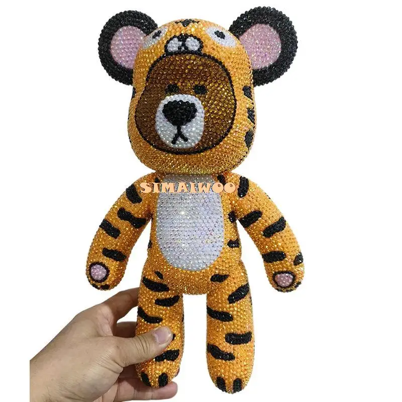 

Customized Rhinestone Tiger Bear Home Decorative Cute Kids Toy Handmade Diamond Painting Mosaic Shining Bling Cross Stitch Gift