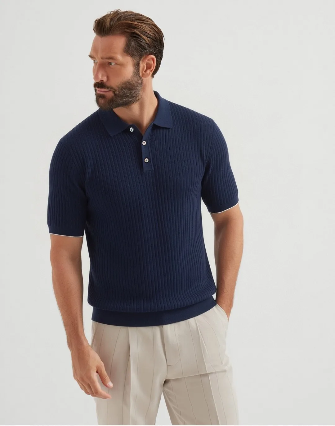 

Мужская вязаная рубашка с коротким рукавом в итальянском стиле преппи, лето 2026, повседневная, люксовая, деловая, прямого кроя, однотонная