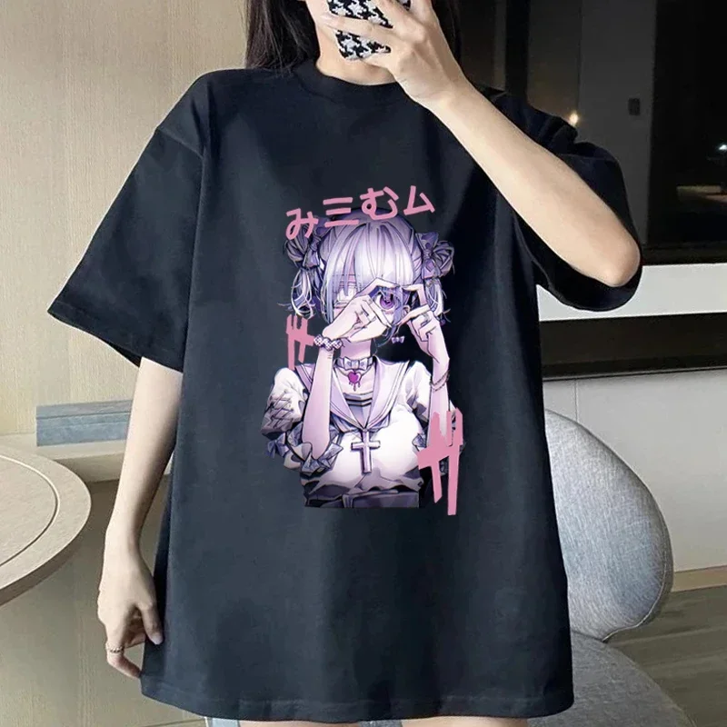 Summer Sport Jogging Short Sleeve Girls Anime Kurono Kyou T Shirt Women Cosplay T Shirt Casual Loose Sport Punk Style Y2K Top