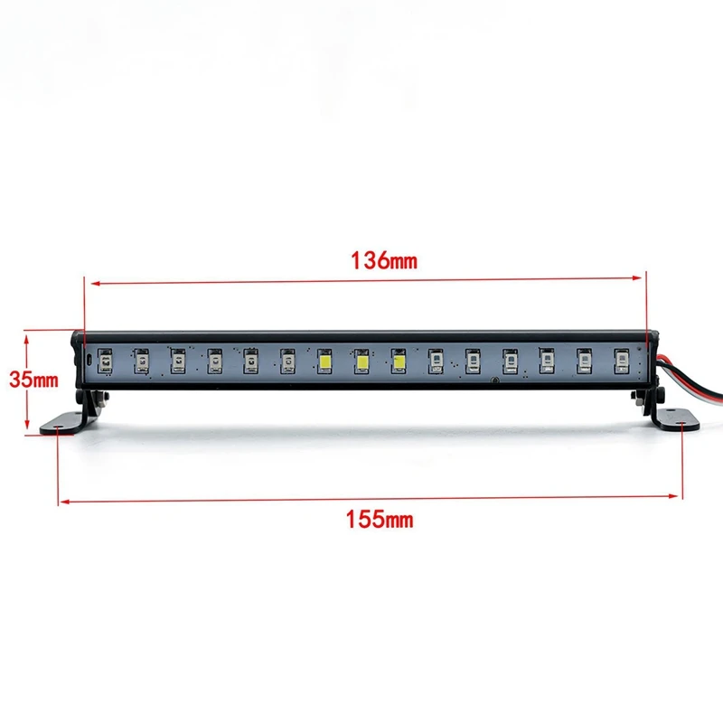 136MM 15 LED Light Bar Colorful Roof Lamp Lights For Axial SCX10 90046 Traxxas TRX4 Slash Rustler 1/8 1/10 RC Crawler