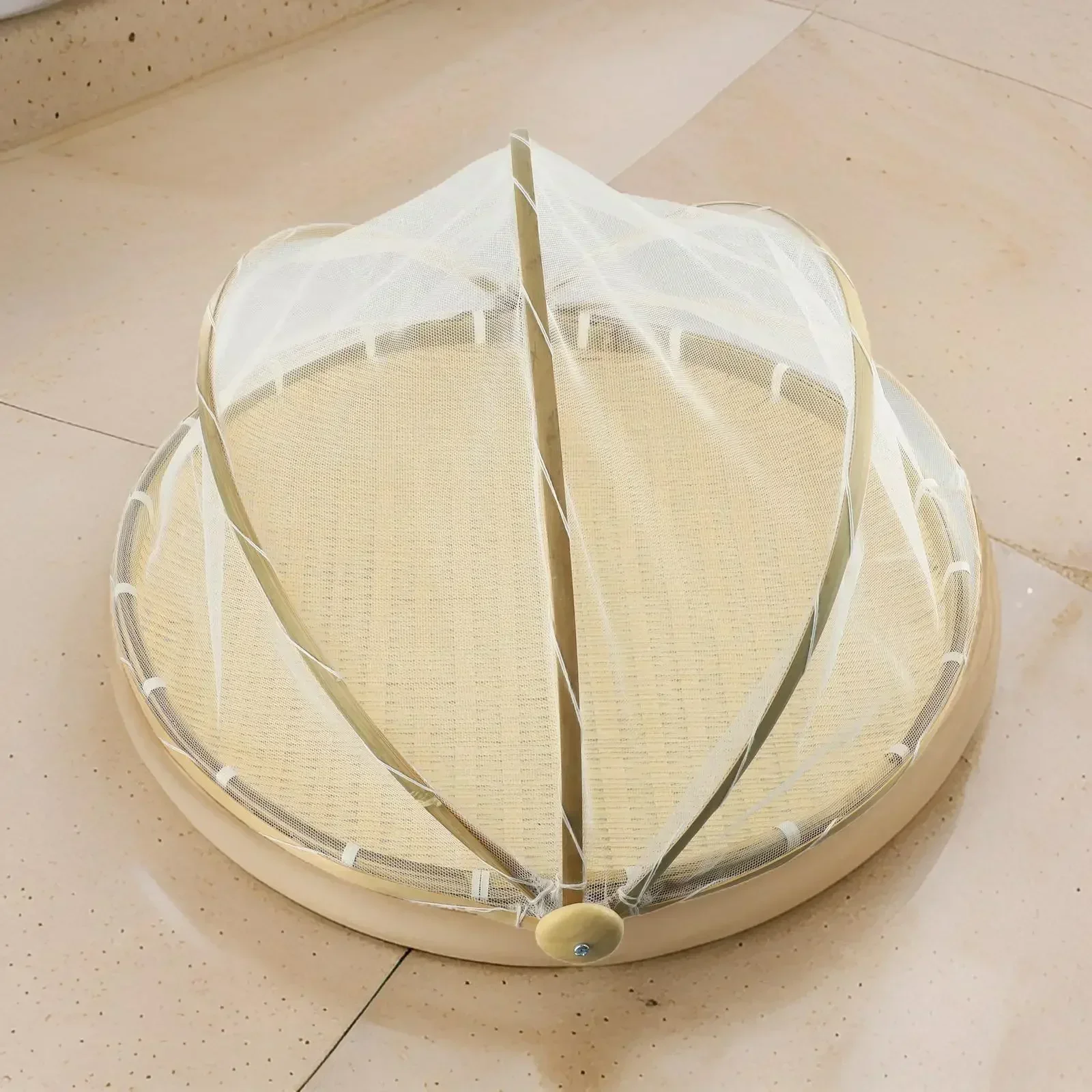 1pcs Woven Basket Anti-Mosquito Net Fruit And Vegetable Basket Dustpan Used As Insect-proof, Dust-proof Basket For Fruit Tools