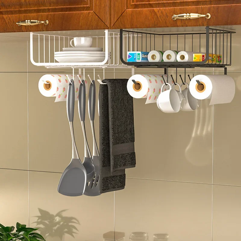 Iron Art Kitchen Storage Rack, Cabinet Shelf, Under-line Storage Basket, Towel Holder, Dish Drying Racks, Dishcloth Holders