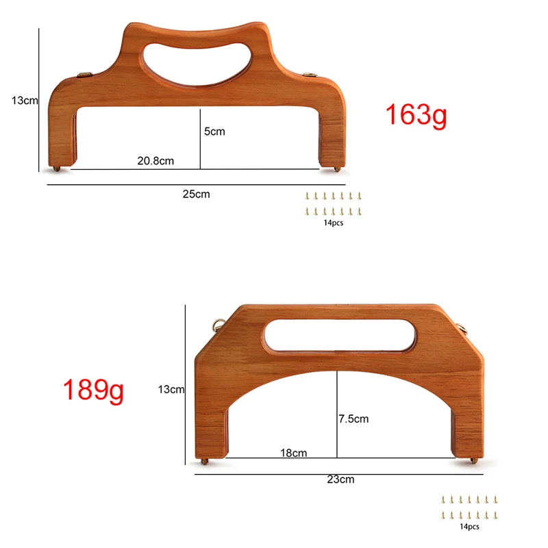 1PC Vintage Solid Wood Handle Tote Bag Handmade Sewing Accessories Crossbody Bag Woven Bag Handle Kiss Lock Clutch Wallet Frame