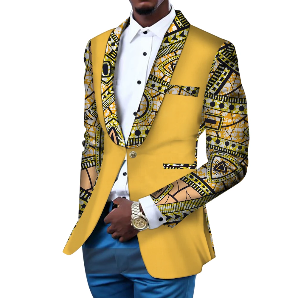 Men Blazer Slim Fit Fancy Blazers Suit Jacket African Men Clothes Blazer Wedding Dress Suit Dashiki Bazin Riche Ankara WYN145