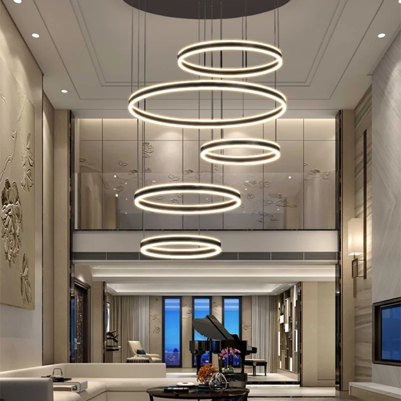 Villa chandelier, living room, high sense, light modern, simple and light luxury, hall, duplex building, empty space