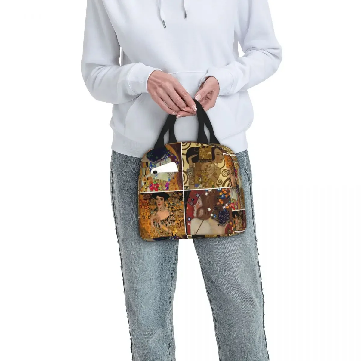 Gustav Klimt Freyas Insulated Lunch Bags Tree Of Life The Kiss Adele Bloch-Bauer Lady Meal Container Cooler Bag Tote Lunch Box