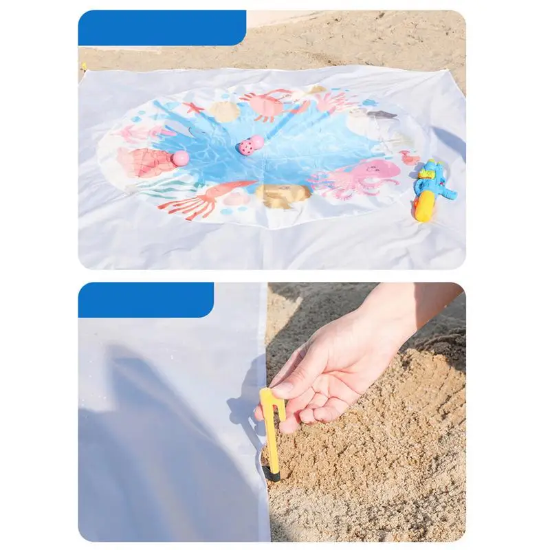 Baby Beach Pool 6.5 X 6.5 Ft Paddling Pool Waterproof Folding 2 In 1 Beach Blanket For Outdoor Camping Picnic Vacation Water