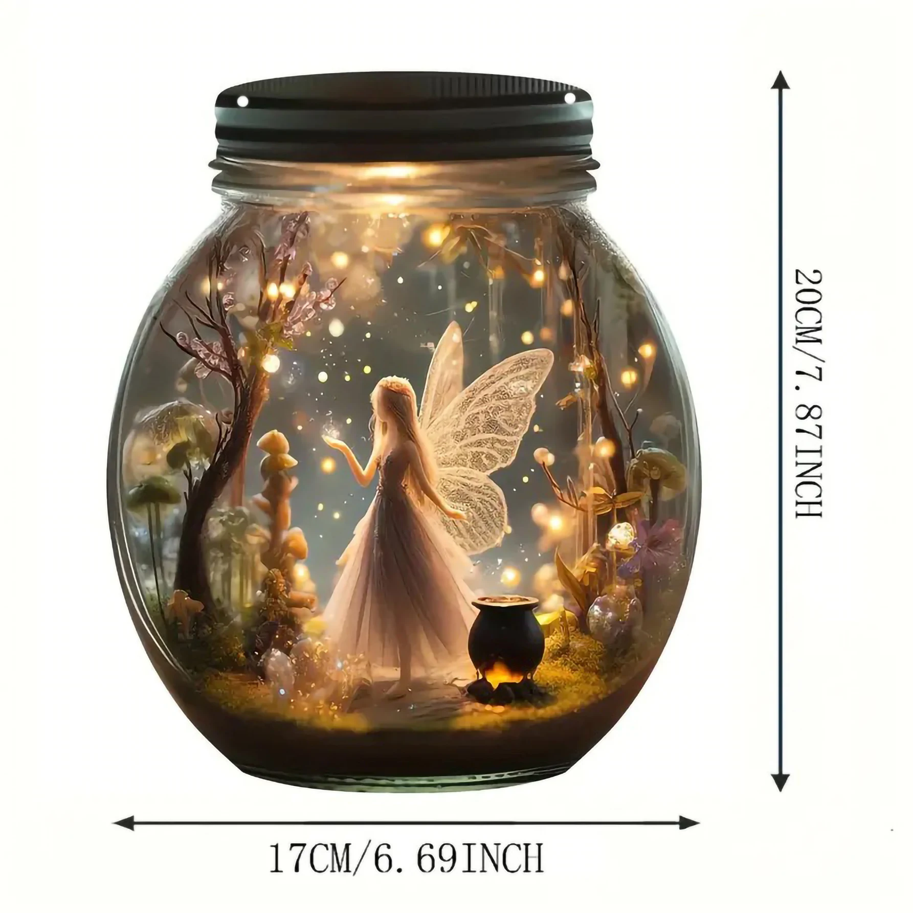 Acrylic fairy theme Mason Jar Light Catcher Wall hanging signs - Magic Forest Elf decorations for bedroom, living room, garden