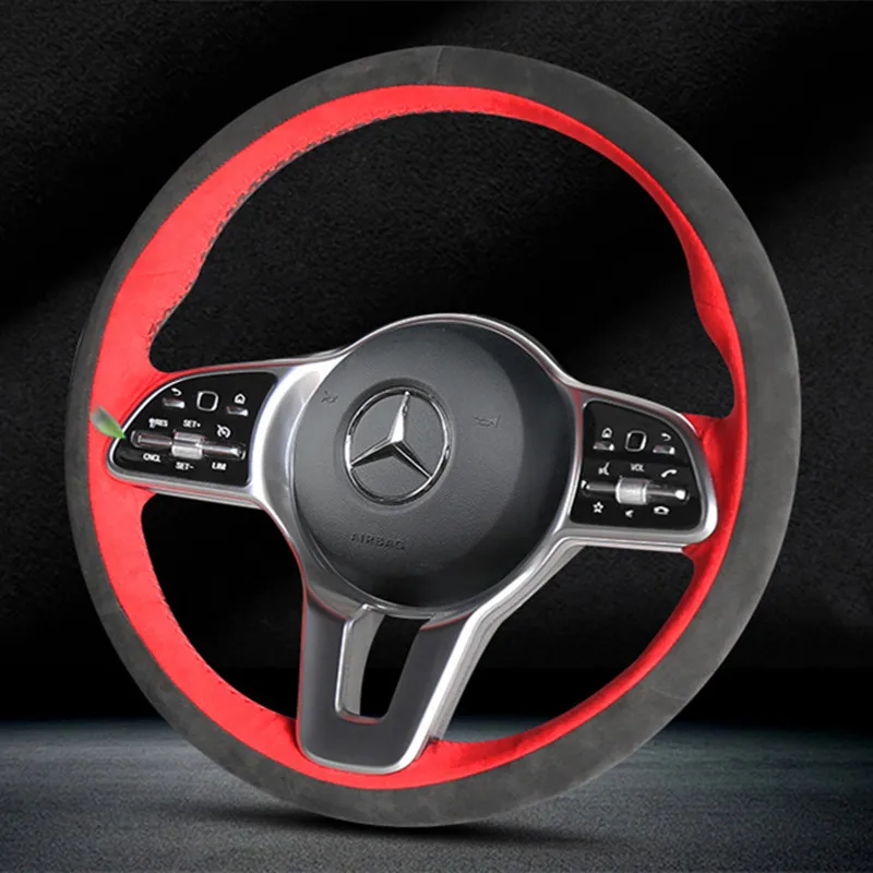 For Mercedes Benz gle350 gls450 gle450 DIY suede hand sewn steering wheel cover car interior accessories