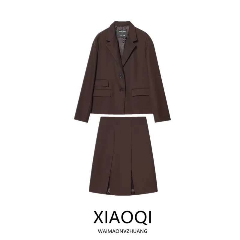 Winter 2025 Women's Faion Suit Set with ket Design Versatile Mid-Waist  Skirt Long Sve Commute Sle Autumn Winter