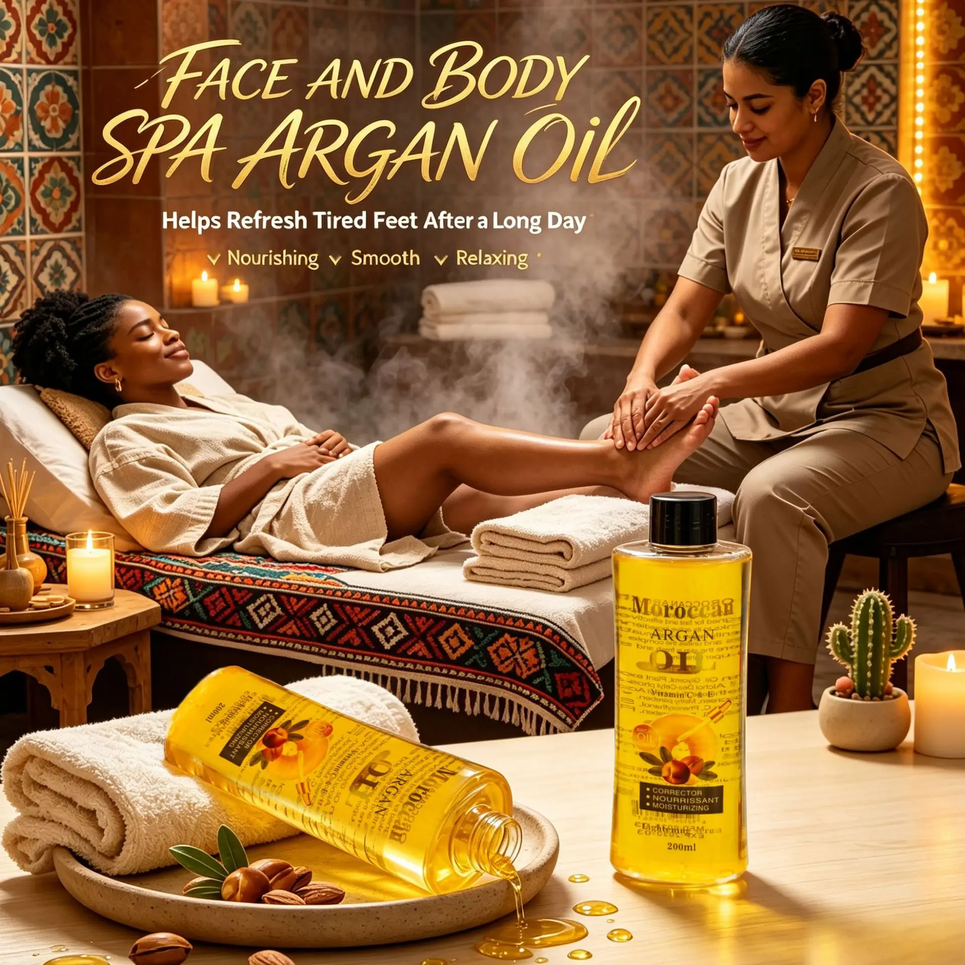Argan Oil Facial Body Hair Care Essential Oil Brightening Massage Oil 200ml