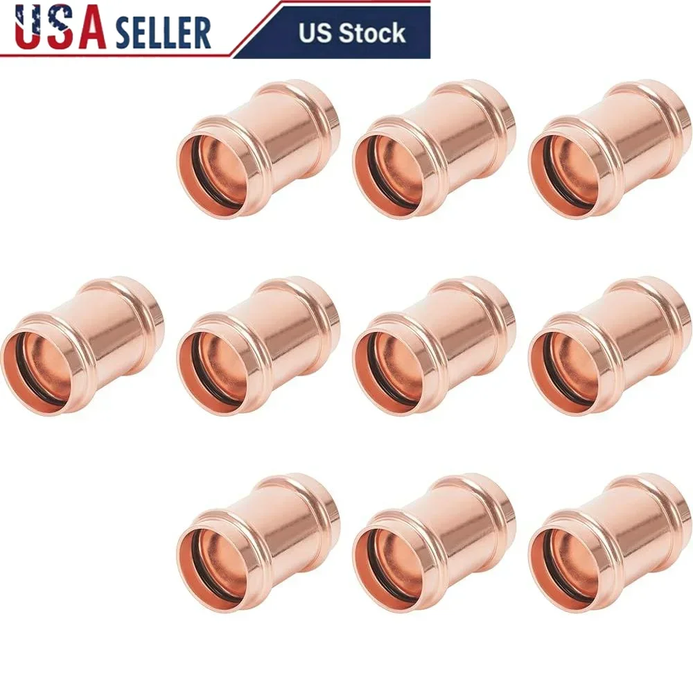 

10 шт. в упаковке 1/2-дюймовые медные пресс-фитинги, муфта без остановки, нулевой вывод P x P, сантехнические соединители для жилого и коммерческого использования