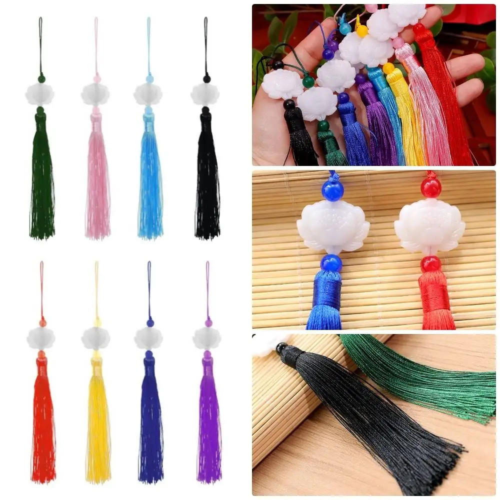 1Pcs Jade Beads Tassel Chinese Knot Silk Tassels DIY Crafts Gift Ancient Chinese Style Fan Falling Ornaments Decorative Pendant