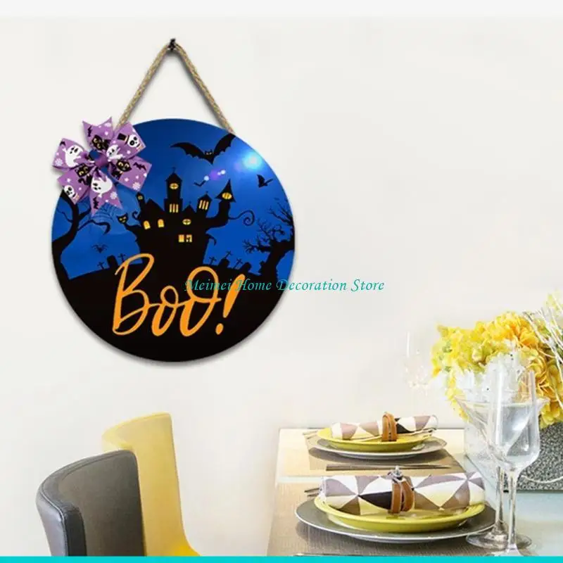 علامة H7BF Door Sign Halloween Signing For Home Outdoor Halloween Decorations Round