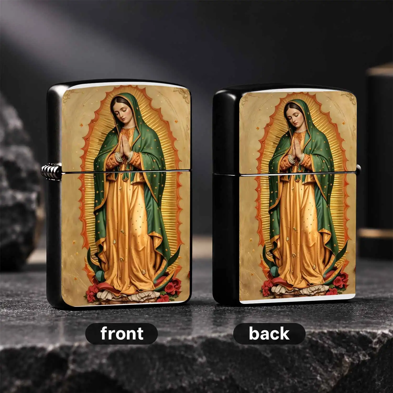 Our Lady of Guadalupe Pattern Vintage Religious Figure Themed Windproof Creative PORTABLE Exquisite Practical Daily Gift Ideal for Faith Collectors Daily Use A fun and humorous lighter