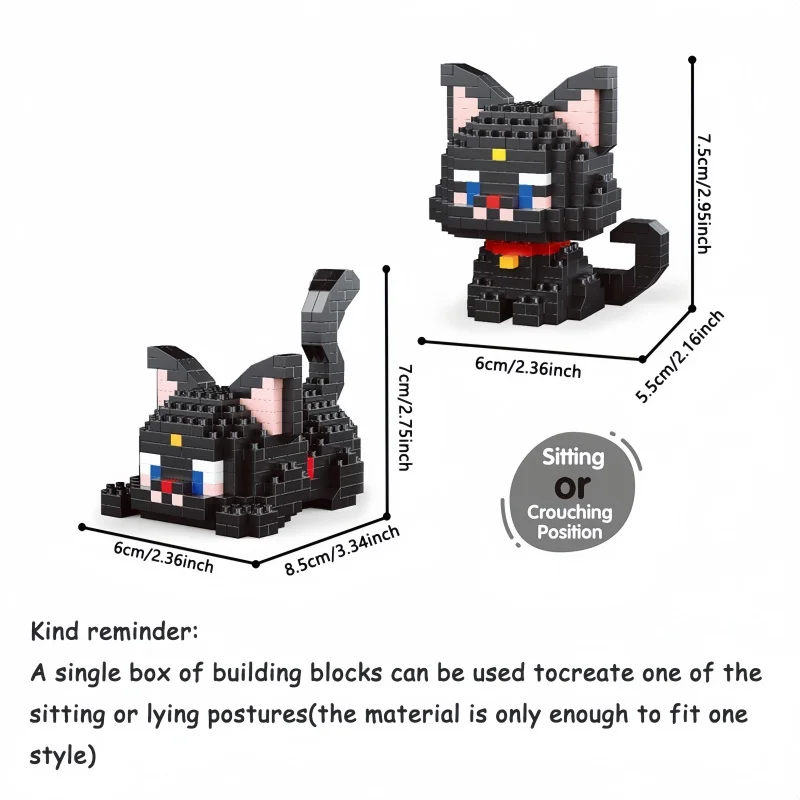 Niedliche Mini-Katzen-Mikro-Bausteine – Zwei Montagemethoden, Endloser Spaß, Neujahrsgeschenk für Mädchen, Einfache Puzzle-Dekoration – Detail 12