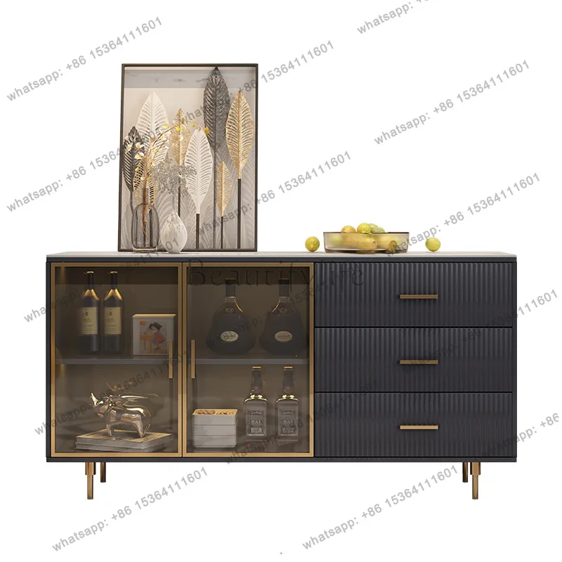 

Italian light luxury slate sideboard, storage cabinet, modern and simple, integrated against the wall
