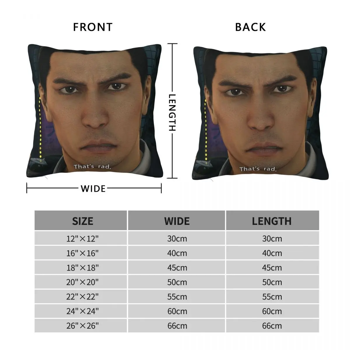 Yakuza Kiryu That's Rad Square Pillowcase Polyester Linen Velvet Pattern Zip Decorative Pillow Case Home Cushion Case 45x45