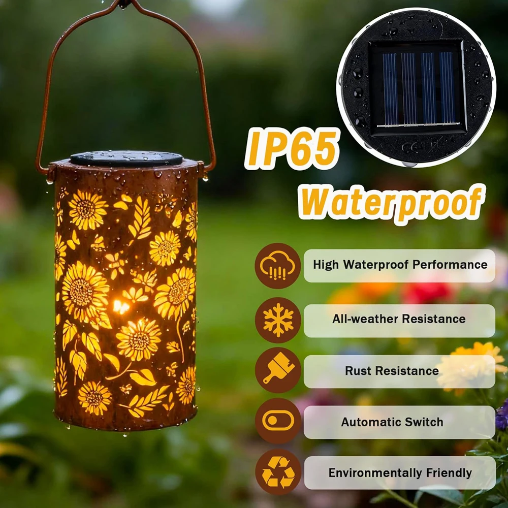 Mothers Day Gifts, Birthday Gifts for Women Mom Grandma, Sunflower Solar Lanterns Outdoor Waterproof, Hanging Solar Lights