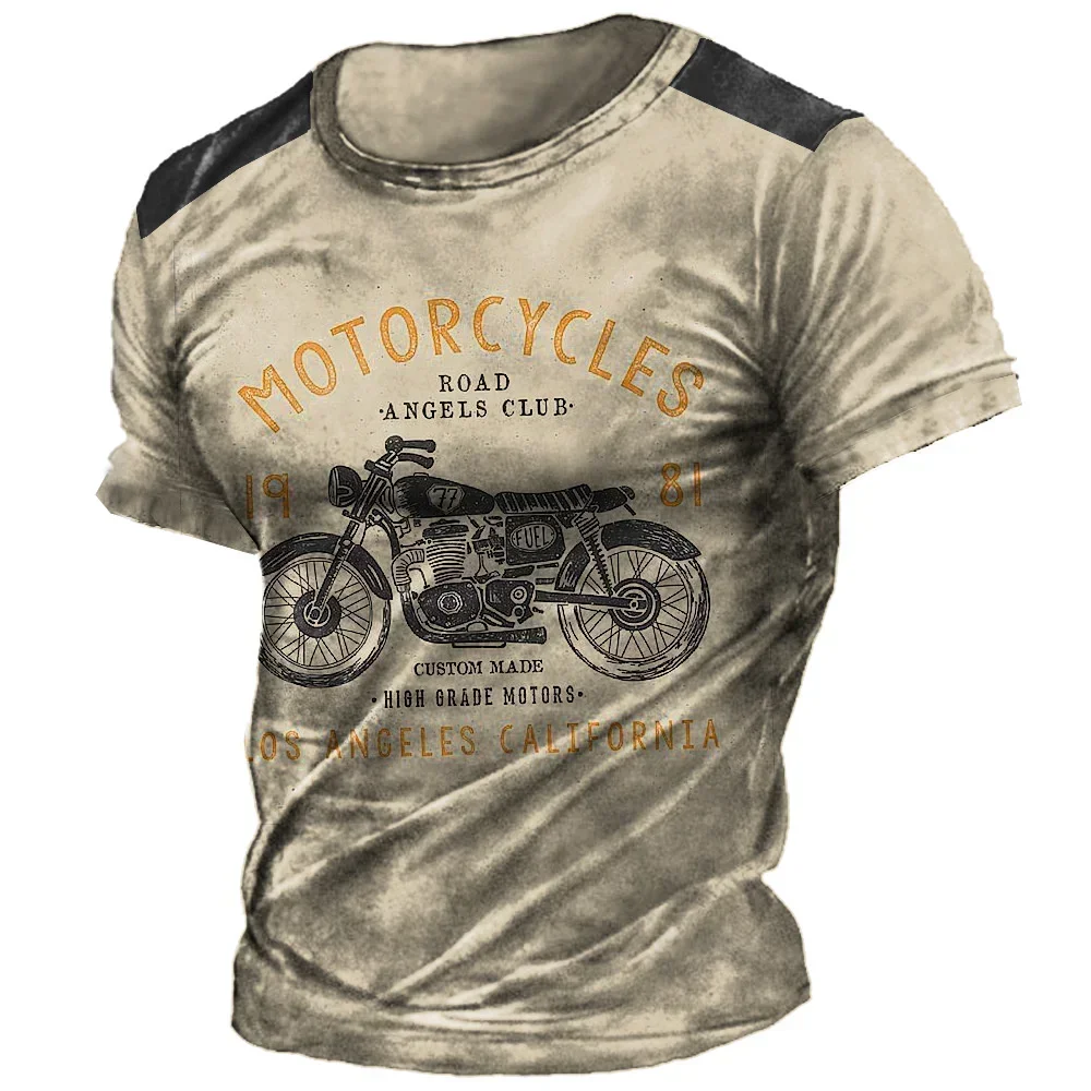 

Route 66 Men's T-shirt Motorcycle Print Sweatshirt Summer Vintage Pullover O-Neck Loose Tops Male Casual Short Sleeve Tees