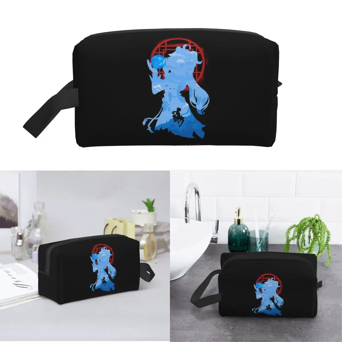 Genshin Impact Ganyu Makeup Bag Cosmetic Organizer Storage Dopp Kit Toiletry Cosmetic Bag for Women Beauty Travel