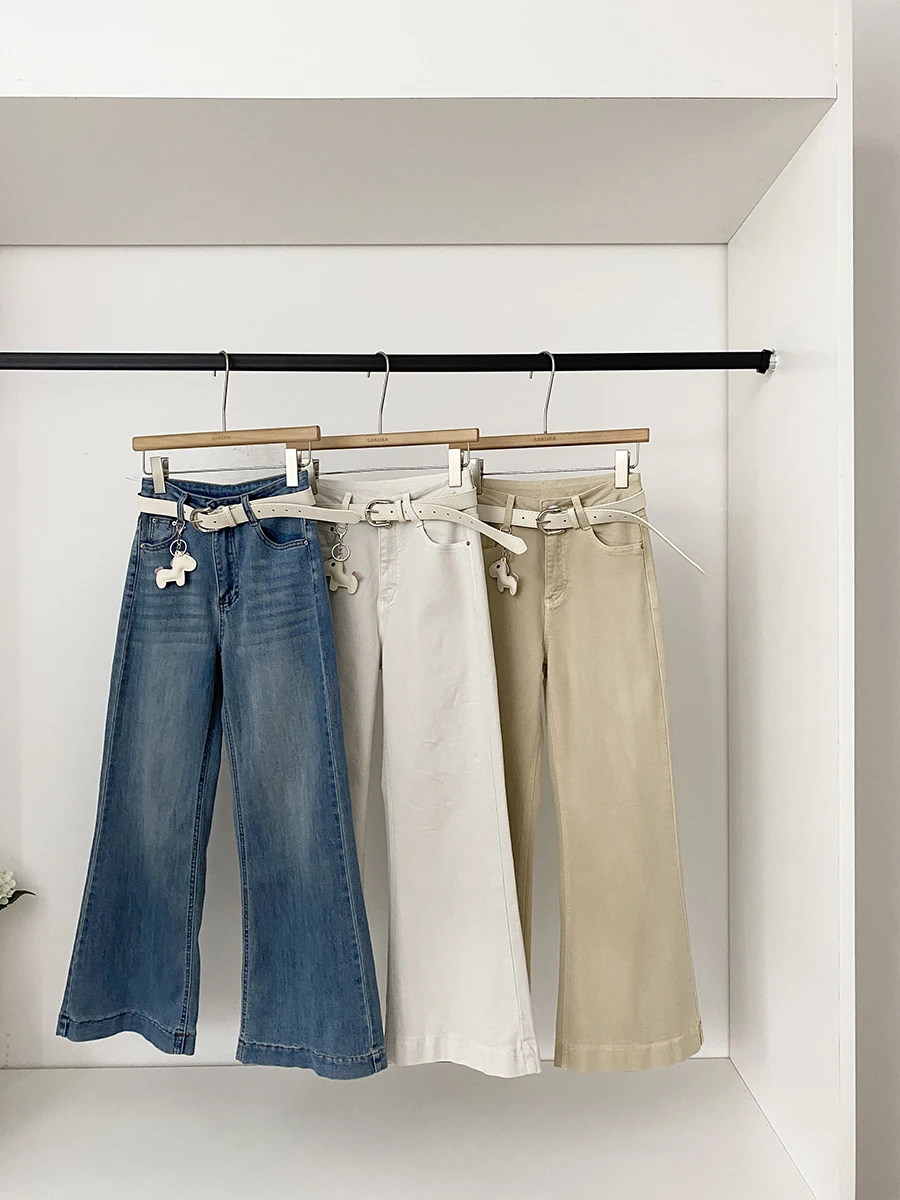 Spring 2026 High Waist American Retro Casual Commuter Denim Jeans Women's Slim Fit Micro Flare Pants Stylish Versatile