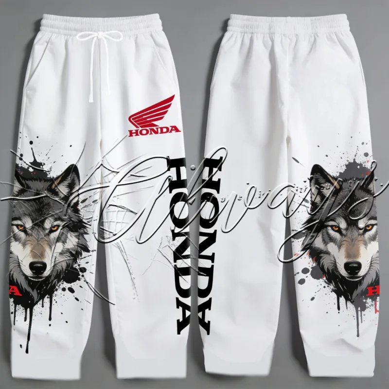 

Новые мужские спортивные повседневные брюки Honda Racing 2026 в стиле ретро с головой волка для мотоциклистов и любителей бездорожья, с защитой от УФ-излучения, длинные