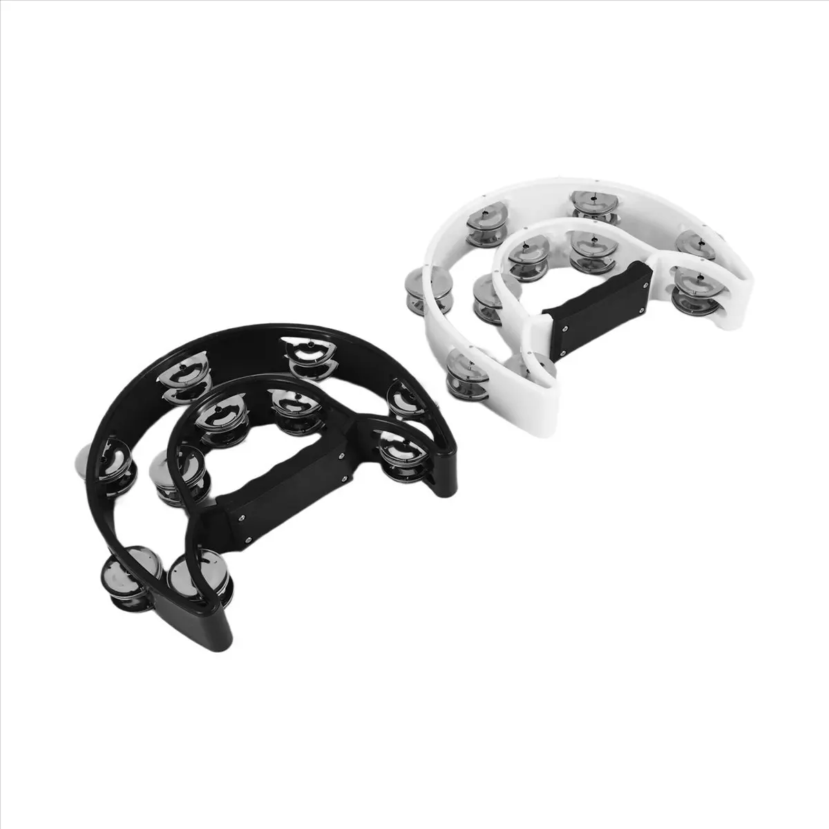 【STOCK】2Pack 10 Inch Double Row Tambourine for Adult,Half Moon Musical Tambourine 20 Metal Jingles Hand Held Percussion Drum