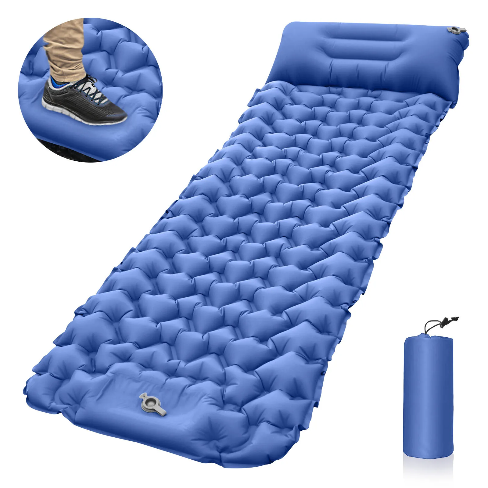 FZCSPEED Outdoor Sleeping Pad Camping Inflatable Mattress With Pillows Travel Mat Folding Bed Air Cushion Hiking Trekking