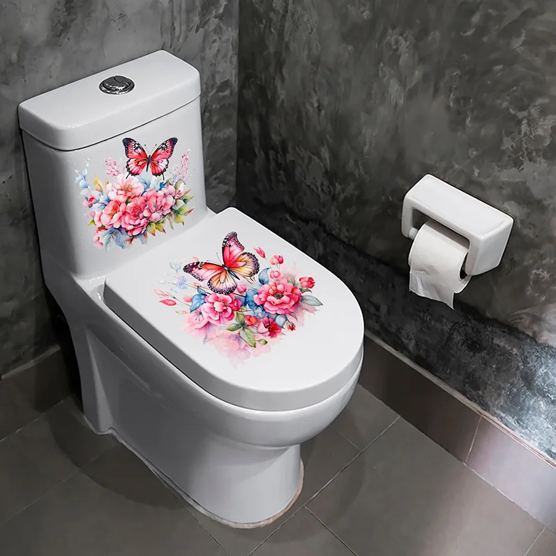 1PC Lively And Cute Butterflies Decorate Bathroom, Bathroom,Toilet, And Toilet With Waterproof Self-adhesive Stickers On Bright