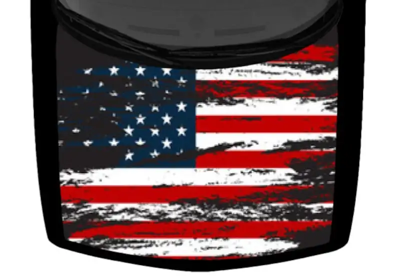 

Graphic Grunge American Flag Distressed Truck Car Hood Wrap Vinyl Graphic Decal Bright Print 58in x 65in US Made Cast Laminated