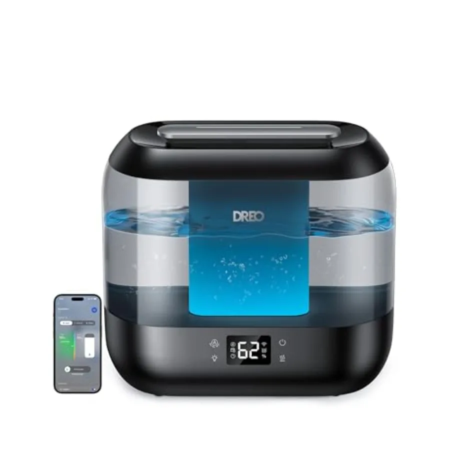 

Smart Humidifiers for Bedroom, Top Fill 4L Supersized Humidifier Large Room with 28 dB, 36H Runtime, Touch/APP/Voice Control, N